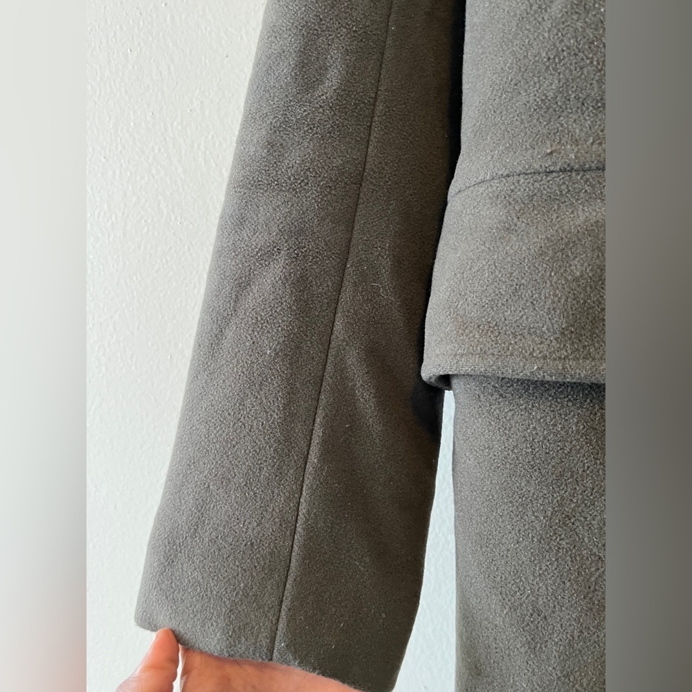 M0851 WOOL DUFFEL HOODED COAT SIZE 2 Gray/ Green Made In Canada - Picture 6 of 16